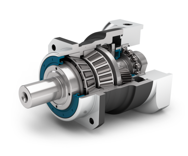 PSN Features Precision Line Coaxial gearbox Helical gear Preloaded tapered roller bearings Rotary shaft seal Square type output flange Extra long centering collar Equidirectional rotation Planet carrier in cage design